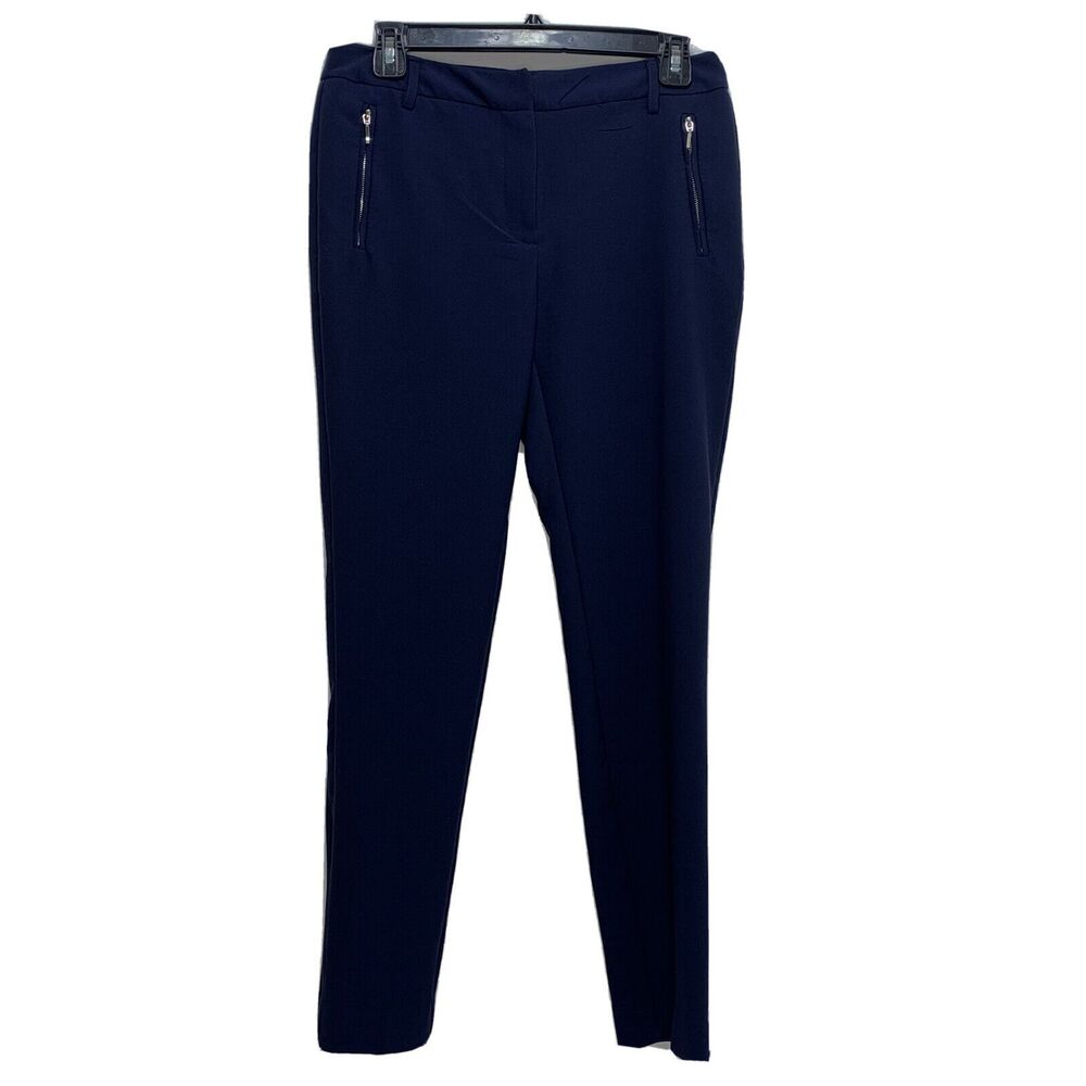 Adrienne Vittadini Sz 4 Womens Ankle Pants Navy Blue EUC Skinny